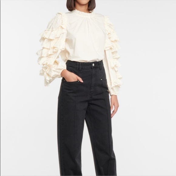 NWOT Ulla Johnson Pippa Ruffle Blouse in Ivory Poplin Size 6 - Picture 7 of 7